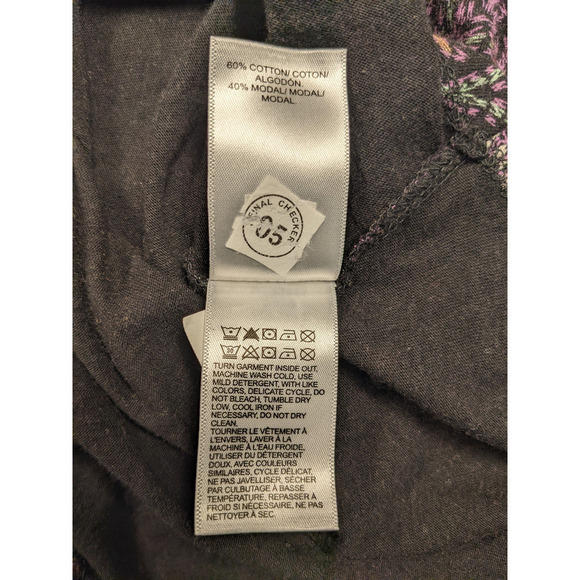 Lucky Brand Tee Top Navy Blue Small Embroidery Paisley Pattern Print Lightweight - Picture 6 of 9